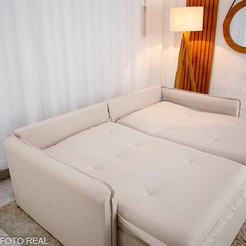 Sofá Cama Lima Retrátil e Reclinável 1,80 m - Linho Bege