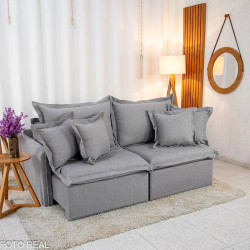 Sofá Cama Lima Retrátil e Reclinável 2m - Linho Cinza