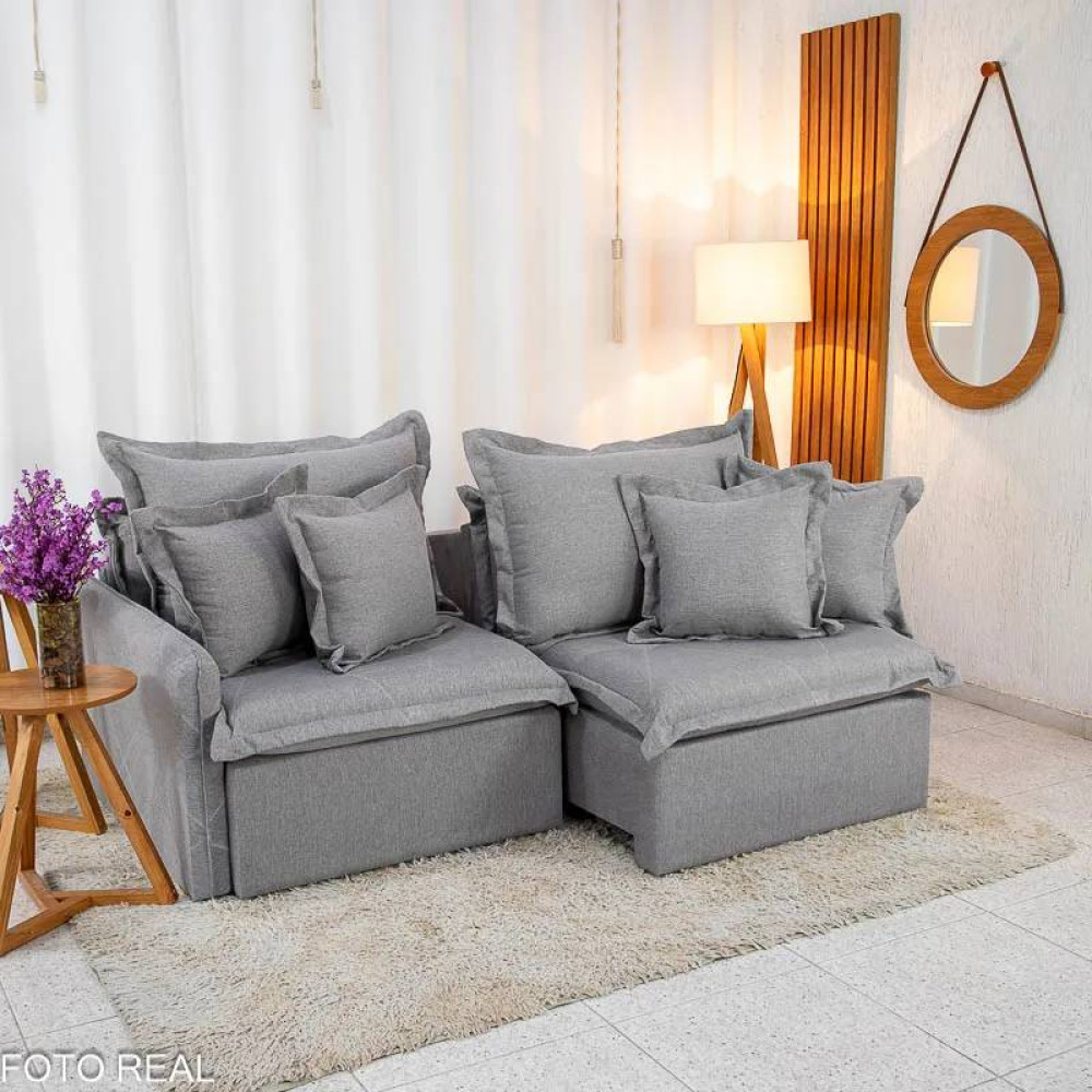 Sofá Cama Lima Retrátil e Reclinável 1,80 m - Linho Cinza