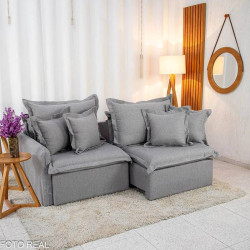 Sofá Cama Lima Retrátil e Reclinável 2m - Linho Cinza