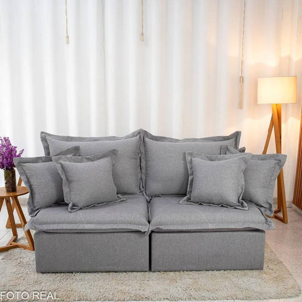 Sofá Cama Lima Retrátil e Reclinável 1,80 m - Linho Cinza