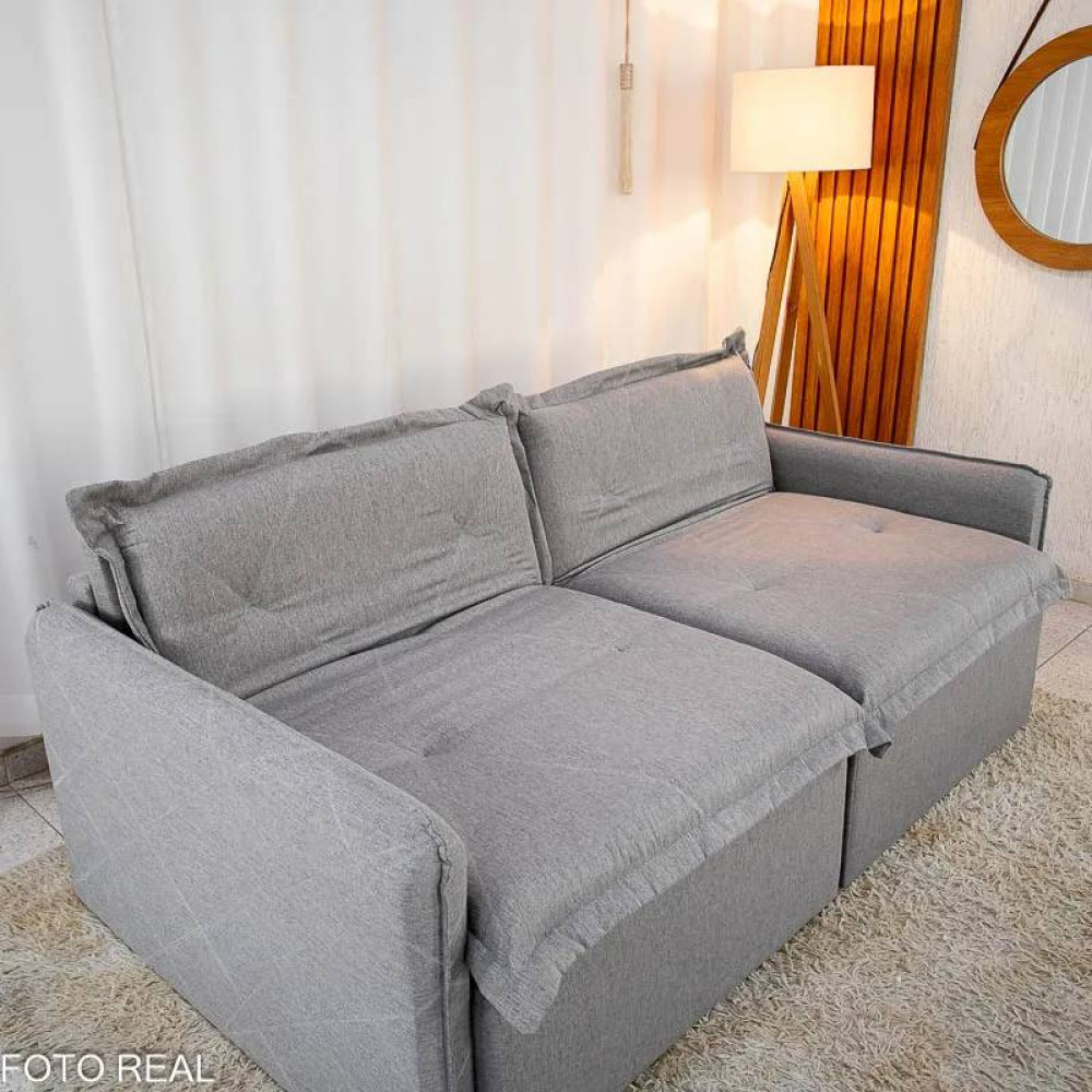 Sofá Cama Lima Retrátil e Reclinável 1,80 m - Linho Cinza