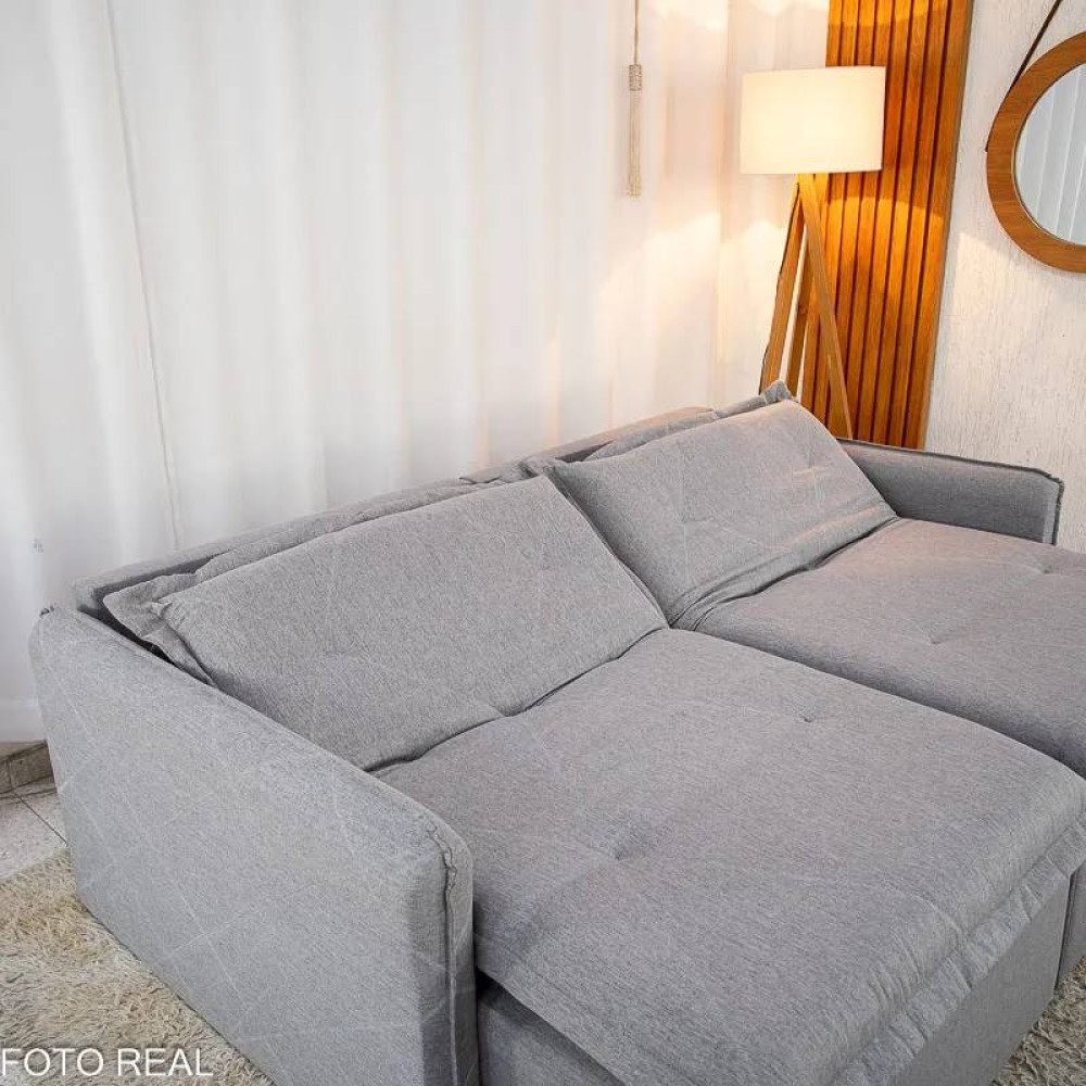 Sofá Cama Lima Retrátil e Reclinável 1,80 m - Linho Cinza
