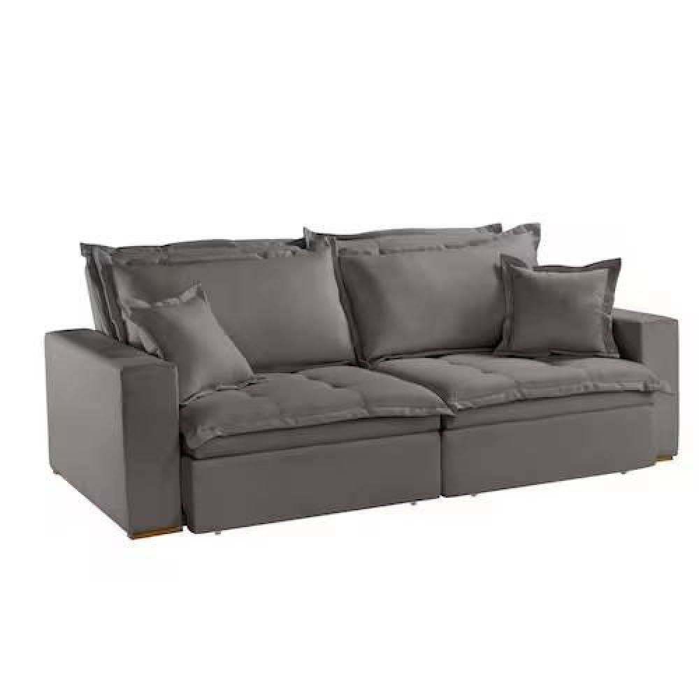 Sofá Retrátil e Reclinável C/ Baú Merli 2,31m - Linho Cinza