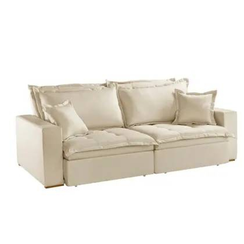 Sofá Retrátil e Reclinável C/ Baú Merli 2,31m  - Linho Bege 