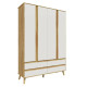 Guarda Roupa Infantil Théo c/ 4 Portas e 4 Gavetas - Móveis Peroba - Amêndoa/Branco Brilho