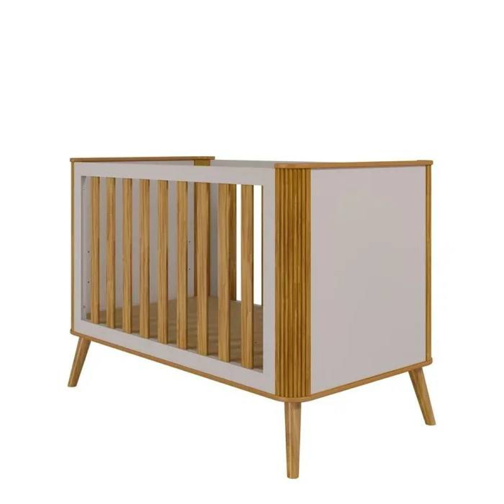 Berço Multifuncional Théo -  Móveis Peroba - Branco Brilho / Amêndoa