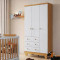 Guarda Roupa Infantil Pingo c/ 3 Portas e 3 Gavetas - Móveis Peroba - Branco Brilho / Amêndoa