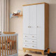 Guarda Roupa Infantil Pingo c/ 3 Portas e 3 Gavetas - Móveis Peroba - Branco Brilho / Amêndoa