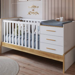 Berço Beni - Móveis Peroba - Branco Brilho / Amêndoa