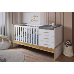 Berço Beni - Móveis Peroba - Branco Brilho / Amêndoa