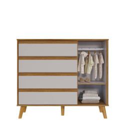 Cômoda Théo c/ 1 Porta e 4 Gavetas - Móveis Peroba - Branco Brilho / Amêndoa