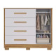 Cômoda Charlo c/ 1 Porta e 4 Gavetas - Móveis Peroba - Branco Brilho / Amêndoa