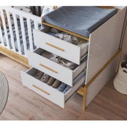 Berço Beni - Móveis Peroba - Branco Brilho / Amêndoa