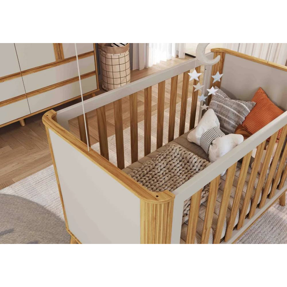 Berço Multifuncional Théo -  Móveis Peroba - Branco Brilho / Amêndoa