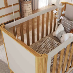 Berço Multifuncional Théo -  Móveis Peroba - Branco Brilho / Amêndoa