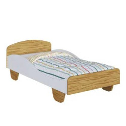 Cama Infantil  Sol  Móveis Peroba - Branco Brilho / Amêndoa