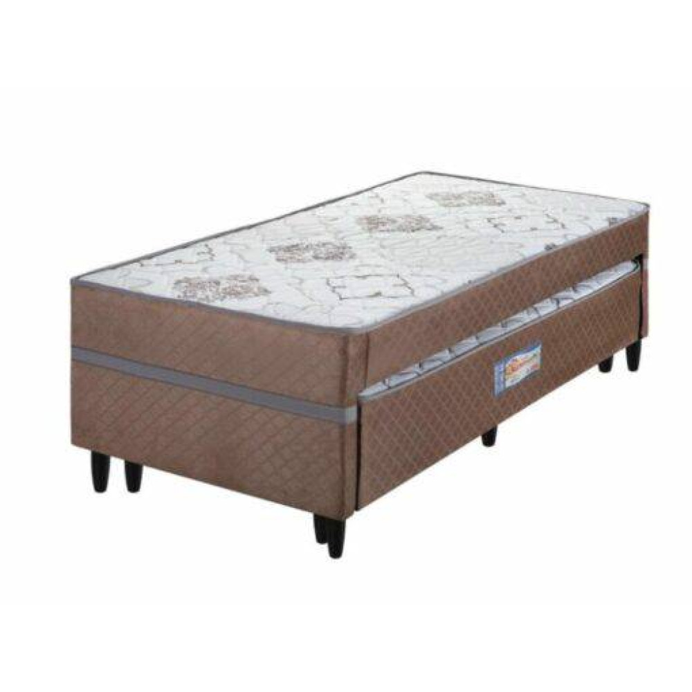 Bicama Açucena Solteiro c/ Auxiliar 88x188x46cm - Marrom
