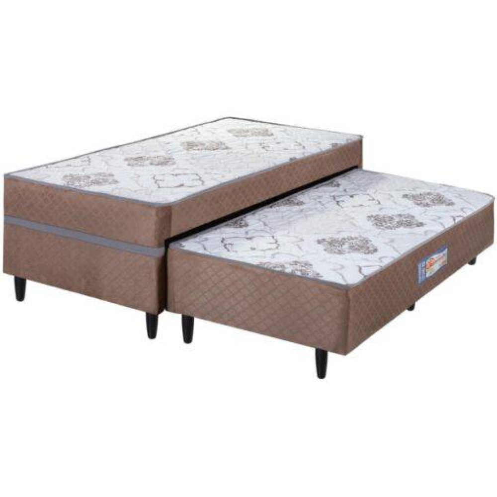 Bicama Açucena Solteiro c/ Auxiliar 88x188x46cm - Marrom