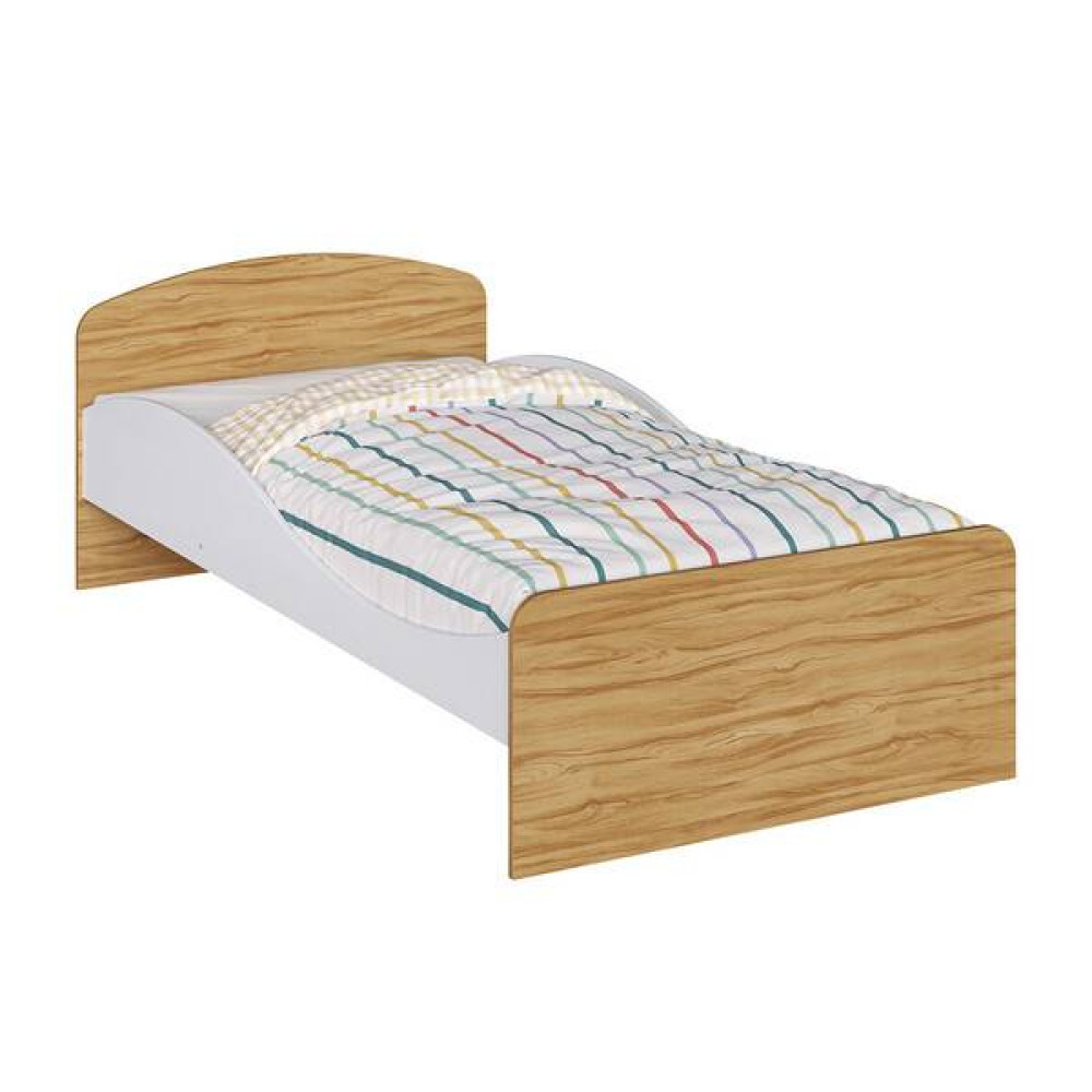 Cama Infantil Lua Móveis Peroba - Branco Brilho / Amêndoa