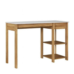 Escrivaninha Mesa de Estudo c/ 1 Gaveta - Móveis Peroba - Branco Brilho / Amêndoa