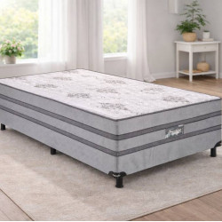 Cama Box Solteiro Prestige c/ Molas Ensacadas 88x188x47cm - Cinza
