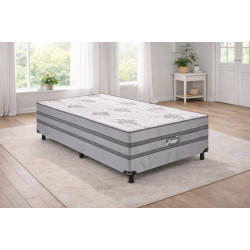 Cama Box Solteiro Prestige c/ Molas Ensacadas 88x188x47cm - Cinza