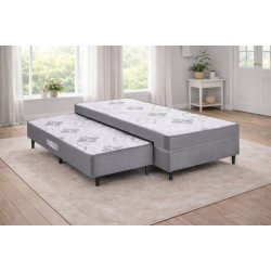 Bicama Prestige Solteiro c/ Auxiliar 88x188x47cm c/ Molas Ensacadas - Cinza