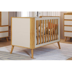 Berço Multifuncional Théo -  Móveis Peroba - Branco Brilho / Amêndoa