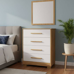 Gaveteiro Charlo - Móveis Peroba - Branco Brilho / Amêndoa