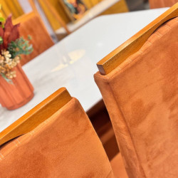 Mesa de Jantar Pedro 160x80 c/ 6 Cadeiras Genova Terracota - Mel / Off White