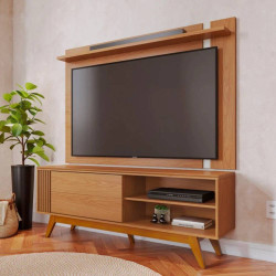 Rack Bancada Otawa c/ Painel Leme para Tvs até 65" - Freijó/Off White Matte