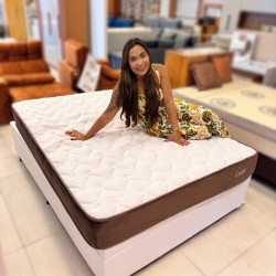 Colchão Lion Casal com Molas Ensacadas 22x188x138cm + Base Baú Carioca Casal Courino - Branco