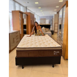 Colchão Prada Casal com Molas Ensacadas 32x188x138cm + Base Cama Box Casal Courino - Preto 