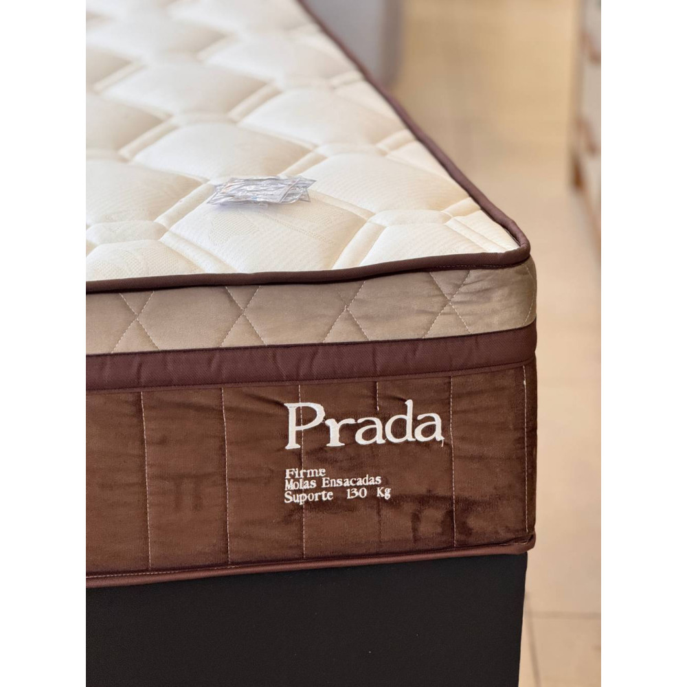Colchão Prada Casal com Molas Ensacadas 32x188x138cm + Base Cama Box Casal Courino - Preto 