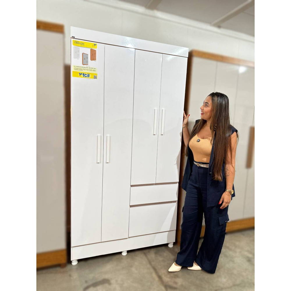 Guarda Roupa Oregon c/ 4 Portas e 2 Gavetas - Neve