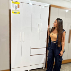 Guarda Roupa Oregon c/ 4 Portas e 2 Gavetas - Neve