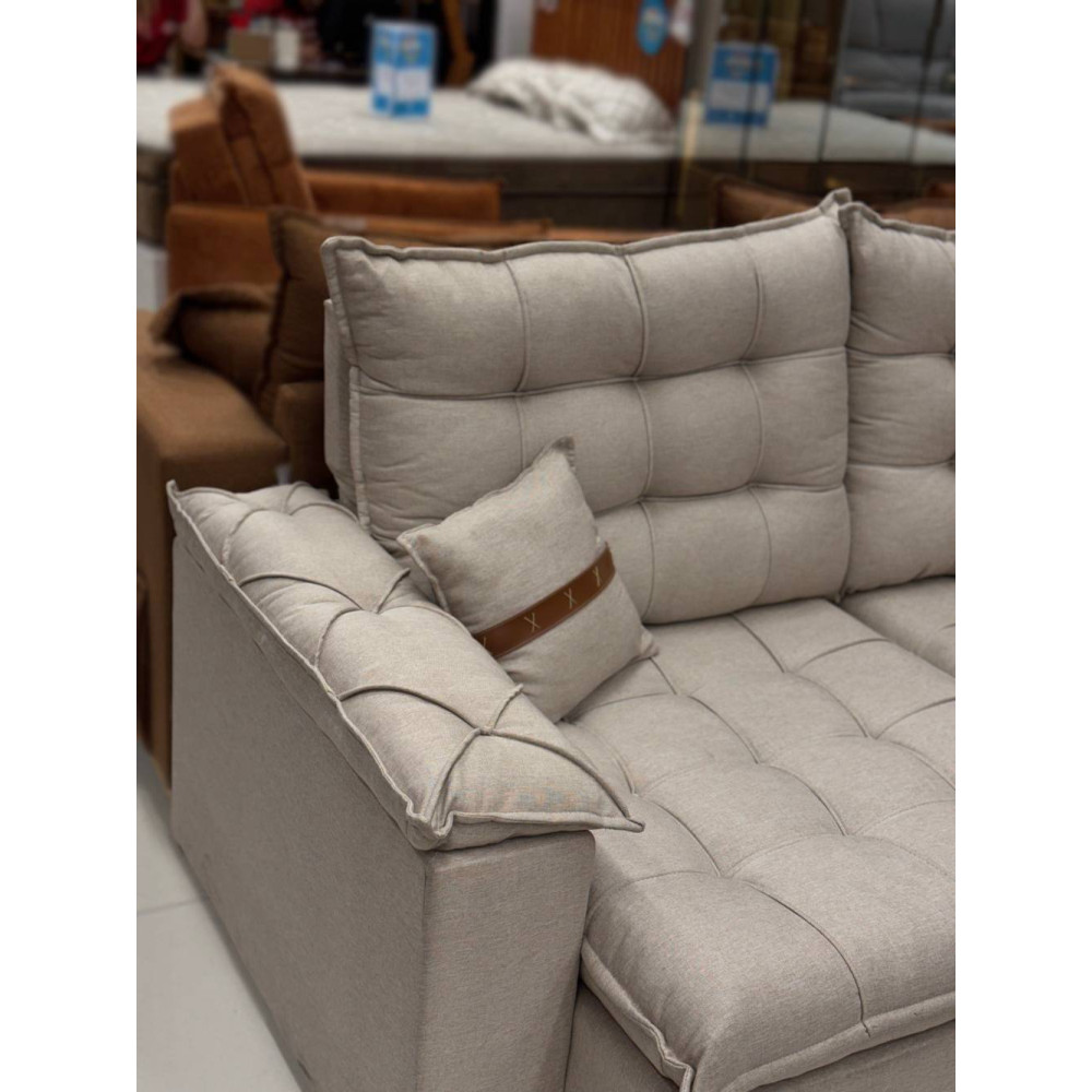 Sofá Retrátil e Reclinável Prada Confort 2m - Linho Bege