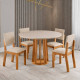 Mesa de Jantar tampo Redondo c/ Vidro Prada 90x90 c/ 4 Cadeira Bela - Linho Bege