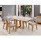 Mesa de Jantar  Tampo c/ Vidro Hana 160x80 c/ 6 Cadeiras Bela - Linho Cinza