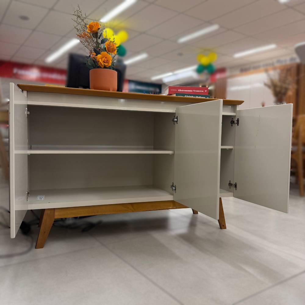 Aparador Buffet Classic 3 Portas - Off White/Nature