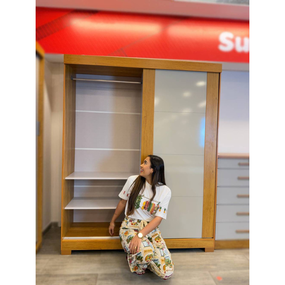 Guarda Roupa Solteiro Helena 2 Portas c/ 2 Gavetas - Cinamomo/Off White