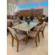 Mesa de Jantar  Tampo c/ Vidro Hana 160x80 c/ 6 Cadeiras Bela - Linho Bege