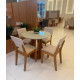 Mesa de Jantar tampo Redondo c/ Vidro Prada 90x90 c/ 4 Cadeira Bela - Linho Bege