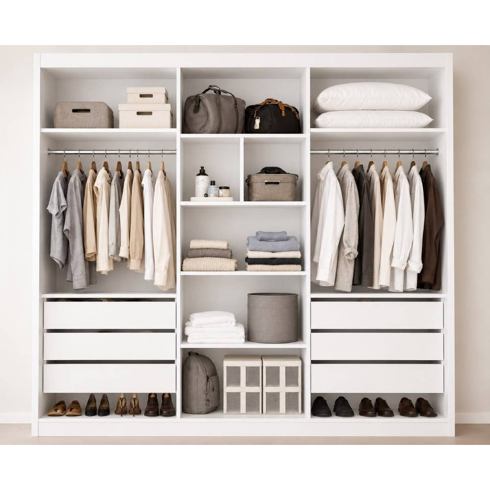 Guarda Roupa Canadá Casal c/ Espelho 3 Portas 6 Gavetas - Branco 