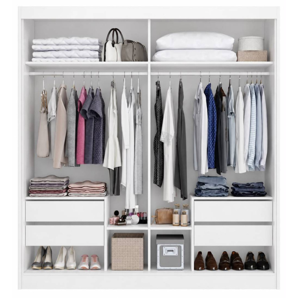 Guarda Roupa Viena Casal c/ Espelho 2 Portas - Branco