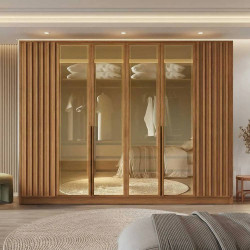 Guarda Roupa Casal Miami Glass c/ 6 Portas 6 Gavetas - Nature