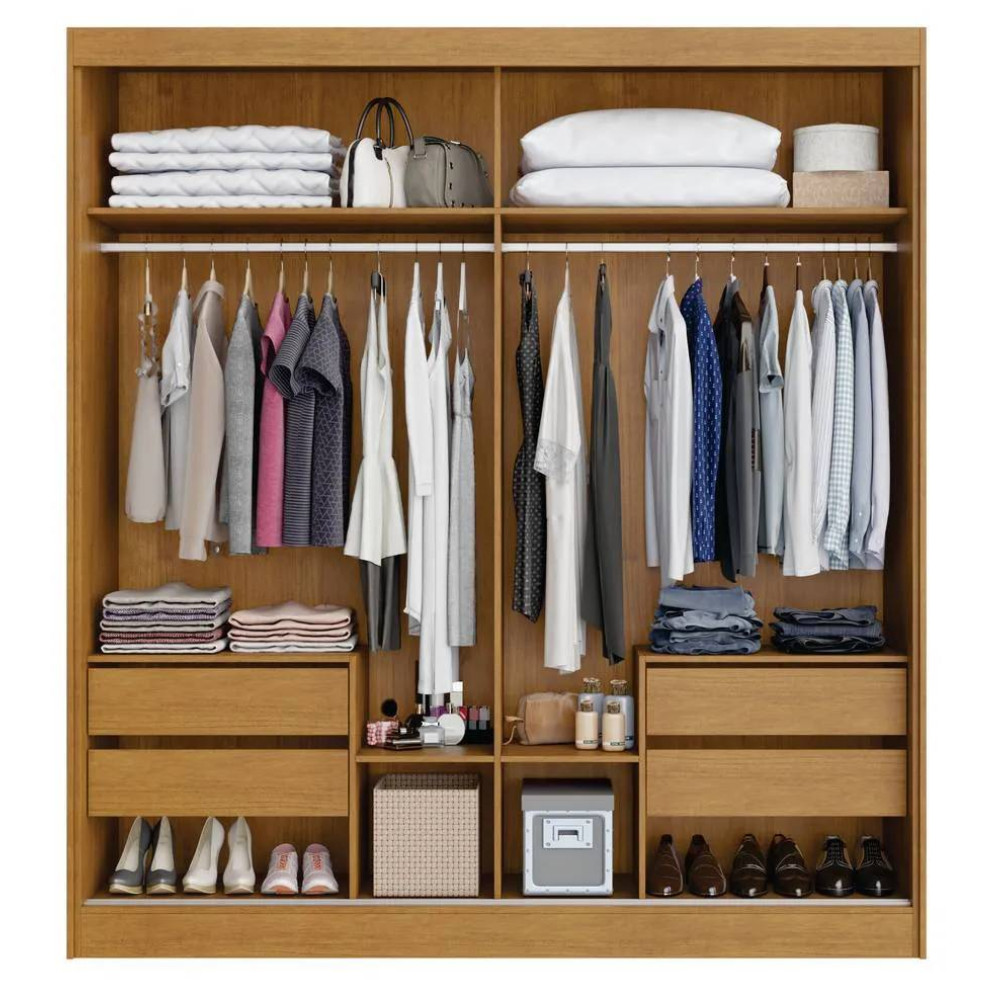 Guarda Roupa Viena Casal c/ Espelho 2 Portas - Nature/Off White  