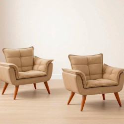 Kit 02 Poltronas Decorativa – Bella- Bege