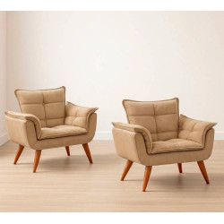 Kit 02 Poltronas Decorativa – Bella- Bege